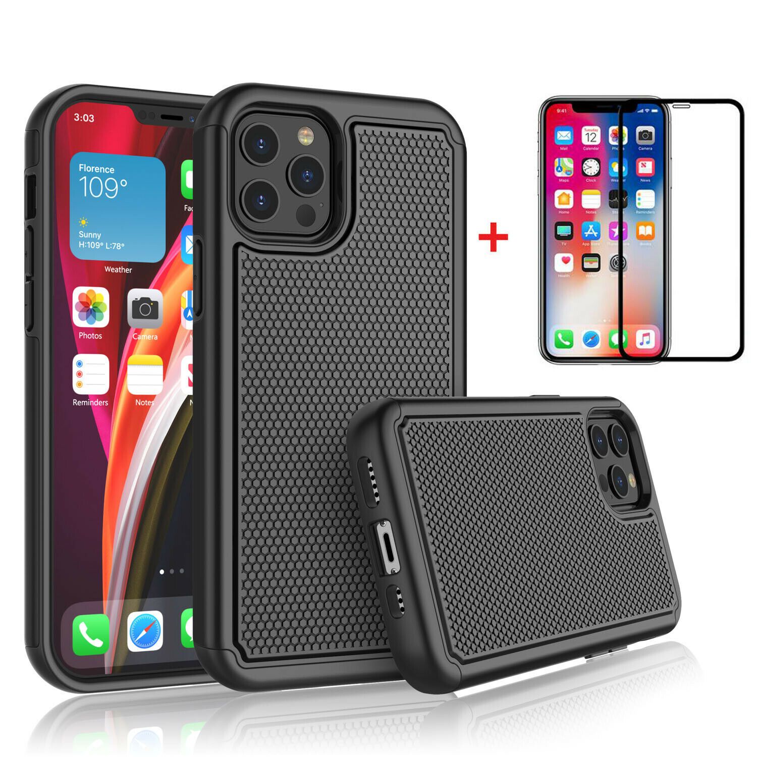 Case Hybrid Hard Cover with Screen Protector For iPhone - carolay.co