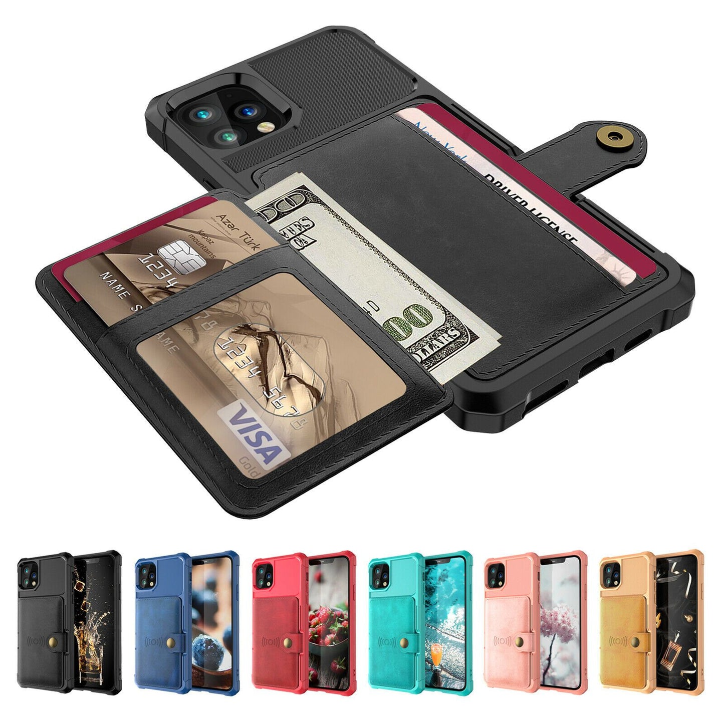 Leather Holder Flip Card Wallet Cover For iPhone - carolay.co