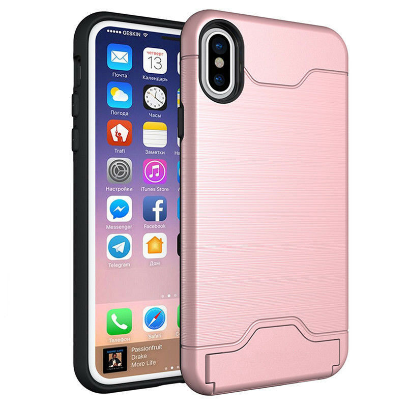 Kickstand Card Pocket Armor Shockproof Hybrid Cover For iPhone - carolay.co