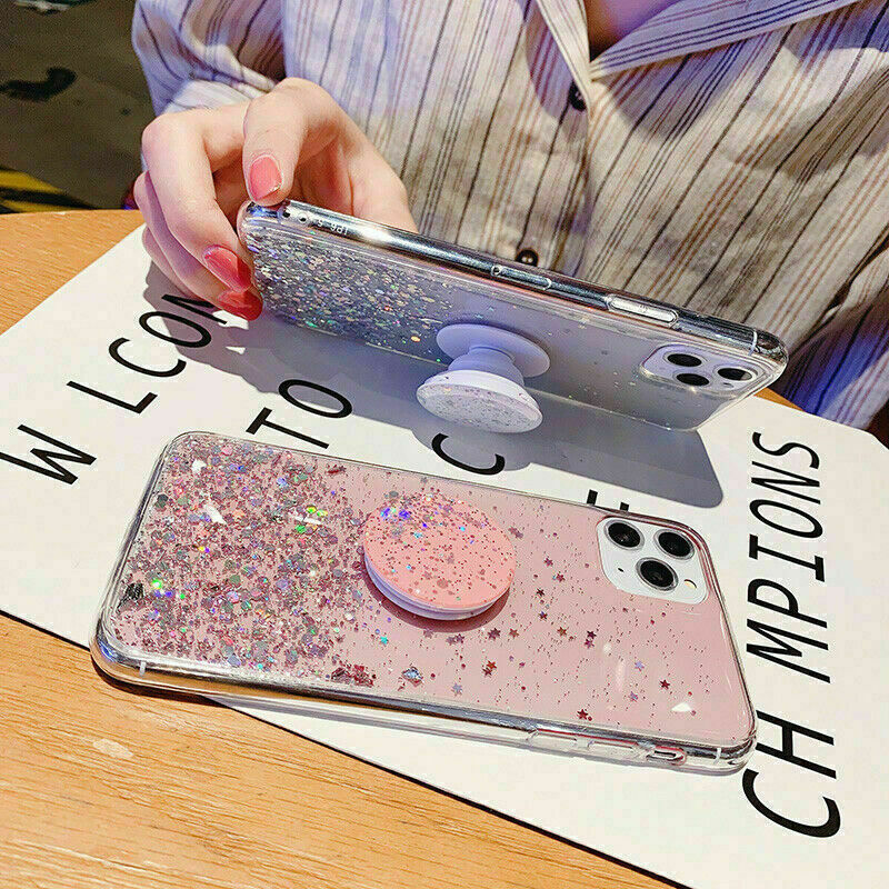 Bracket Glitter Bling Heart Phone Case for Samsung Galaxy - carolay.co