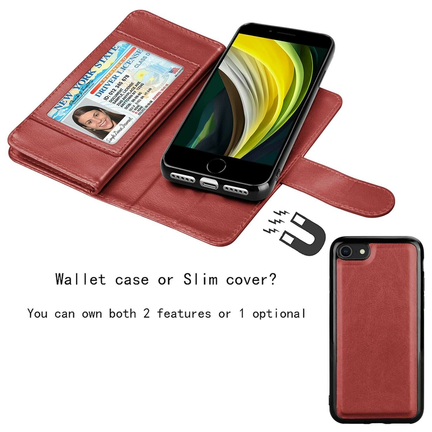 Leather Wallet Case Flip Magnetic Cover for iPhone - carolay.co