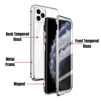 Magnetic Adsorption Double Sided Glass Clear Case Cover For iPhone - carolay.co