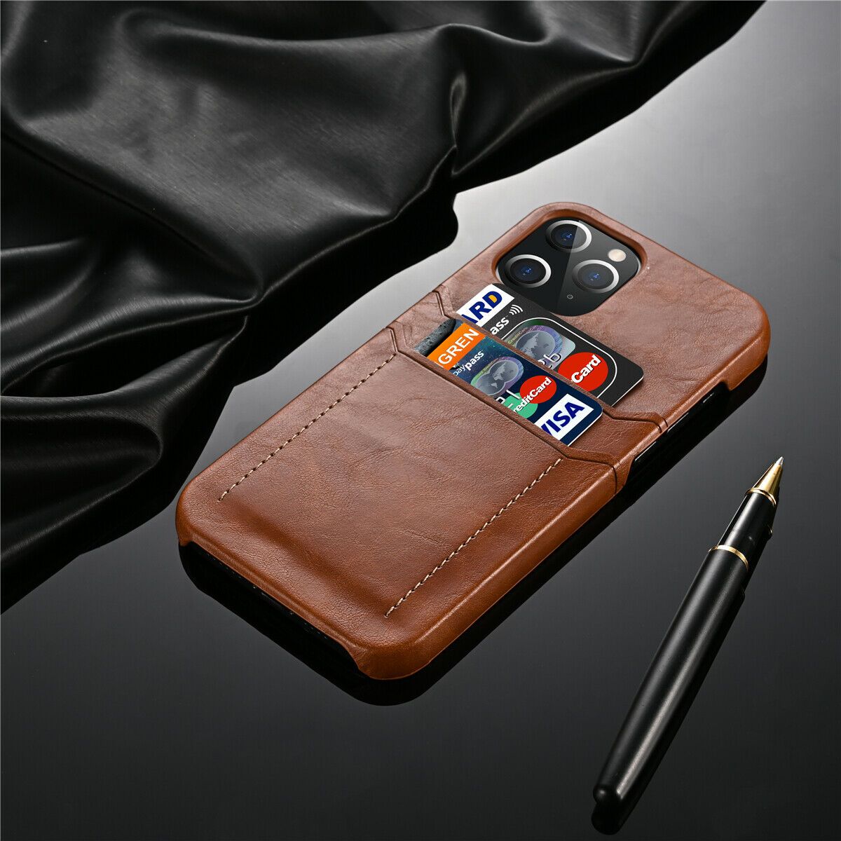 Slim Back Leather Card Case For iPhone - carolay.co