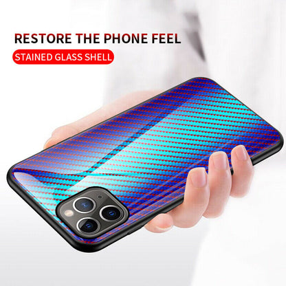 Gradient Hybrid Tempered Glass Rubber Hard Case Back For iPhone - carolay.co