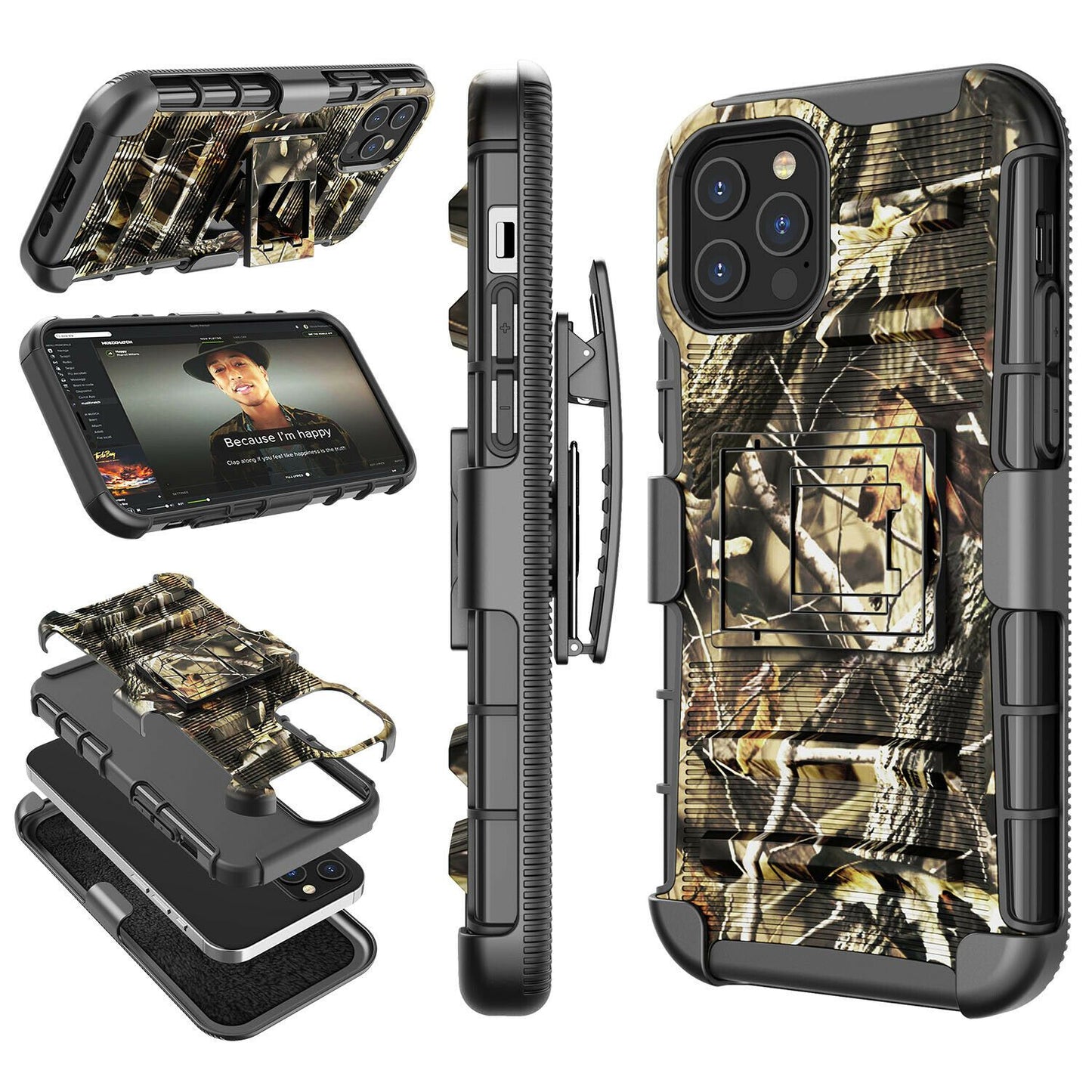 Armor Case with Kickstand Belt Clip Cover for iPhone 12 - carolay.co