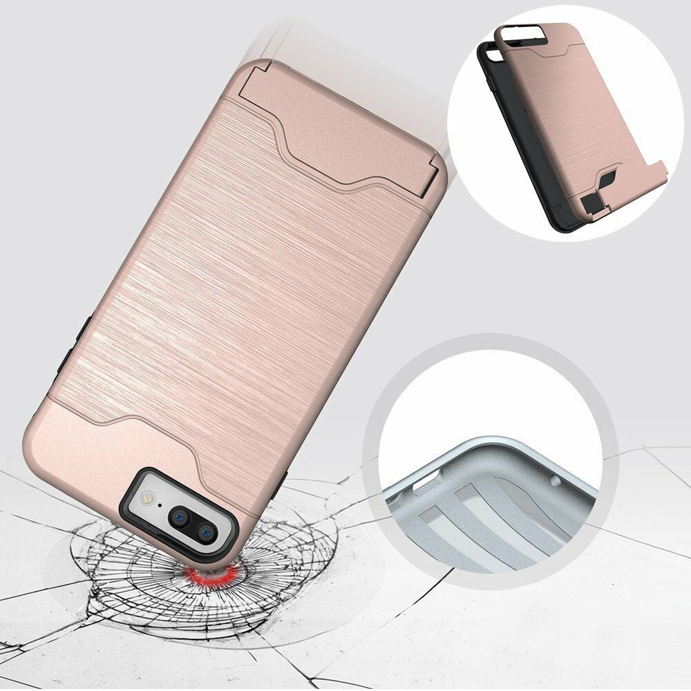 Kickstand Card Pocket Armor Shockproof Hybrid Cover For iPhone - carolay.co