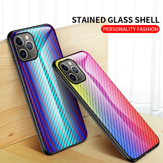 Gradient Hybrid Tempered Glass Rubber Hard Case Back For iPhone - carolay.co