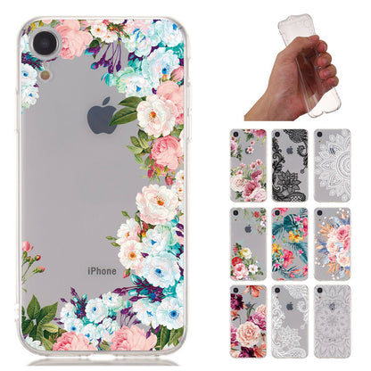 Flower Pattern Clear Soft Ultra Slim Back Case For iPhone - carolay.co
