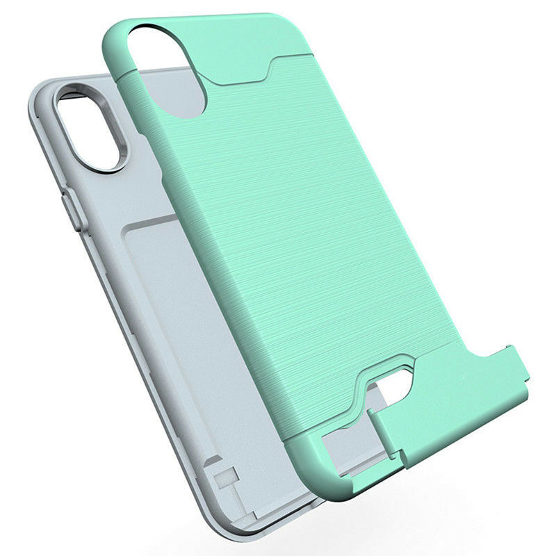 Kickstand Card Pocket Armor Shockproof Hybrid Cover For iPhone - carolay.co