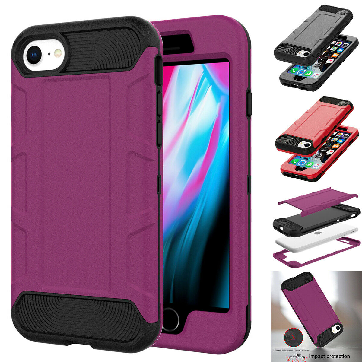 Case Hybrid Heavy Duty Shockproof Rugged Hard Armor For iPhone - carolay.co