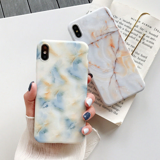 Slim Matte Marble Pattern Back Case For iPhone - carolay.co