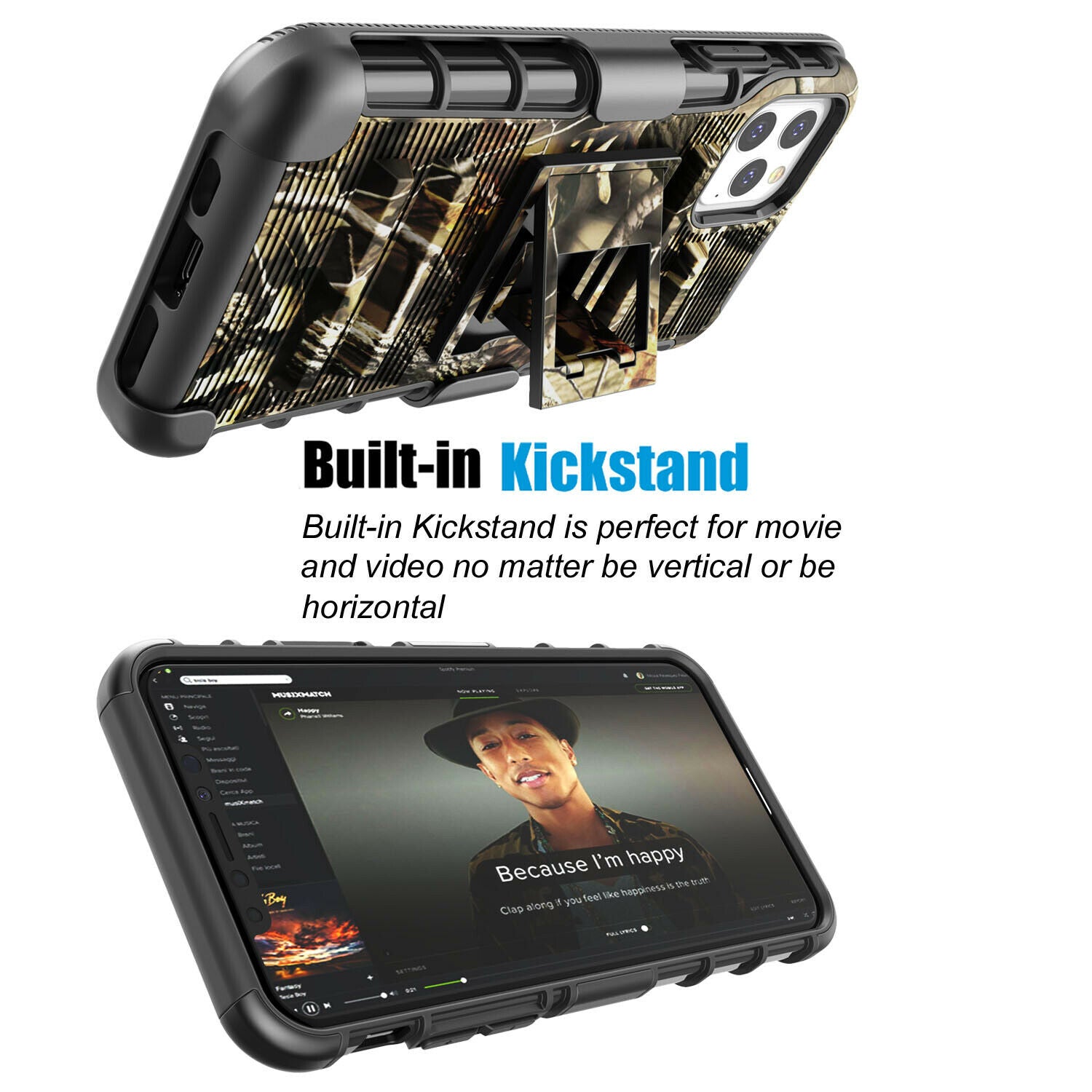 Camo Case with Kickstand Belt Clip Holster Cover for iPhone - carolay.co