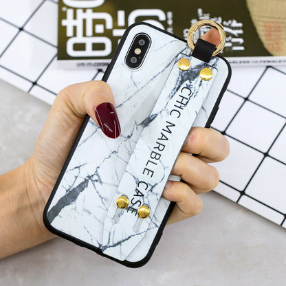 Marble Pattern Leather Wrist Band Stand Cover For iPhone - carolay.co