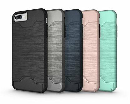 Kickstand Card Pocket Armor Shockproof Hybrid Cover For iPhone - carolay.co