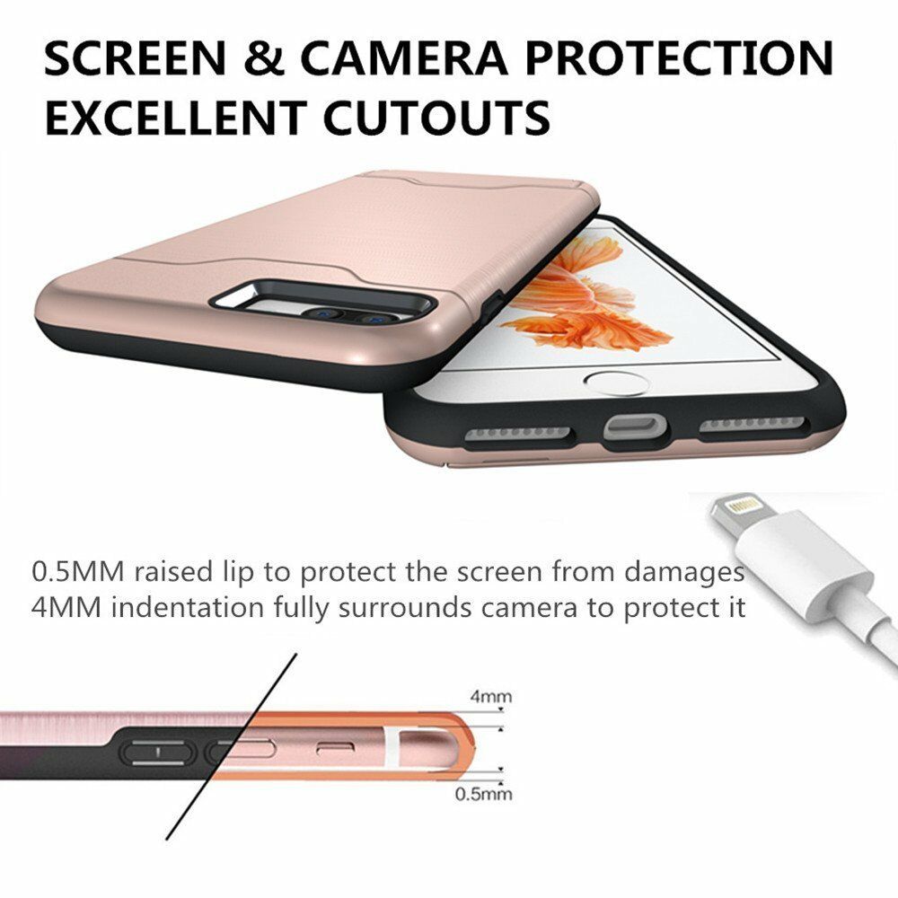 Kickstand Card Pocket Armor Shockproof Hybrid Cover For iPhone - carolay.co