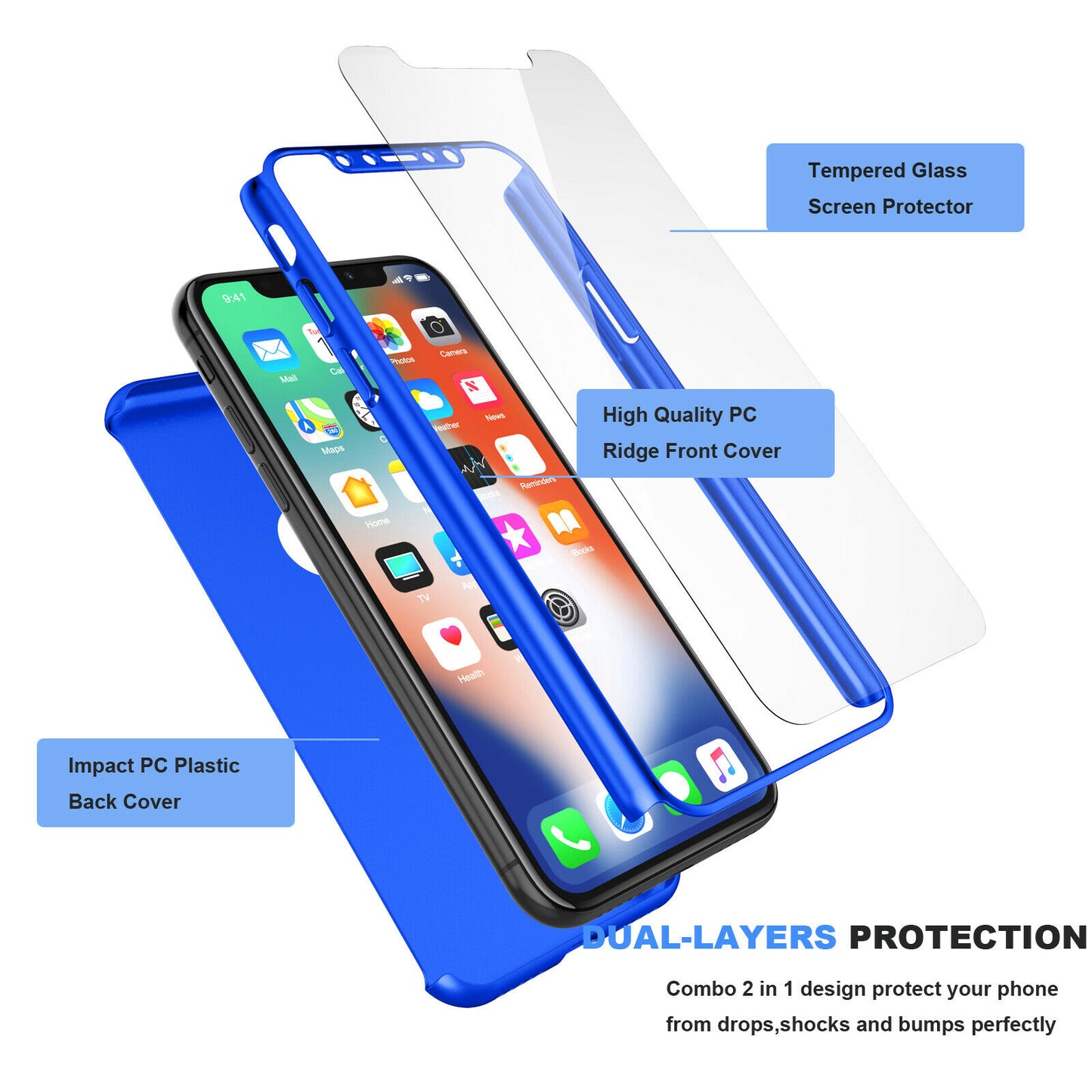 Case Full Body Cover +Tempered Glass For iPhone - carolay.co