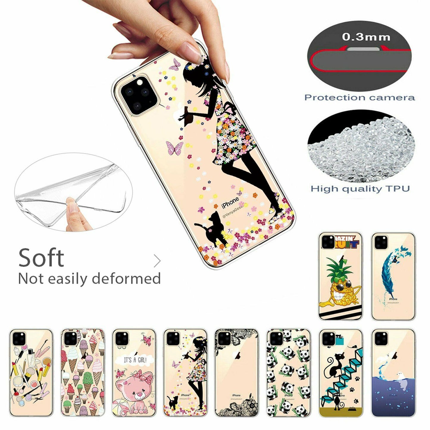 Slim Pattern Soft Rubber Silicone Clear Back Case For iPhone - carolay.co