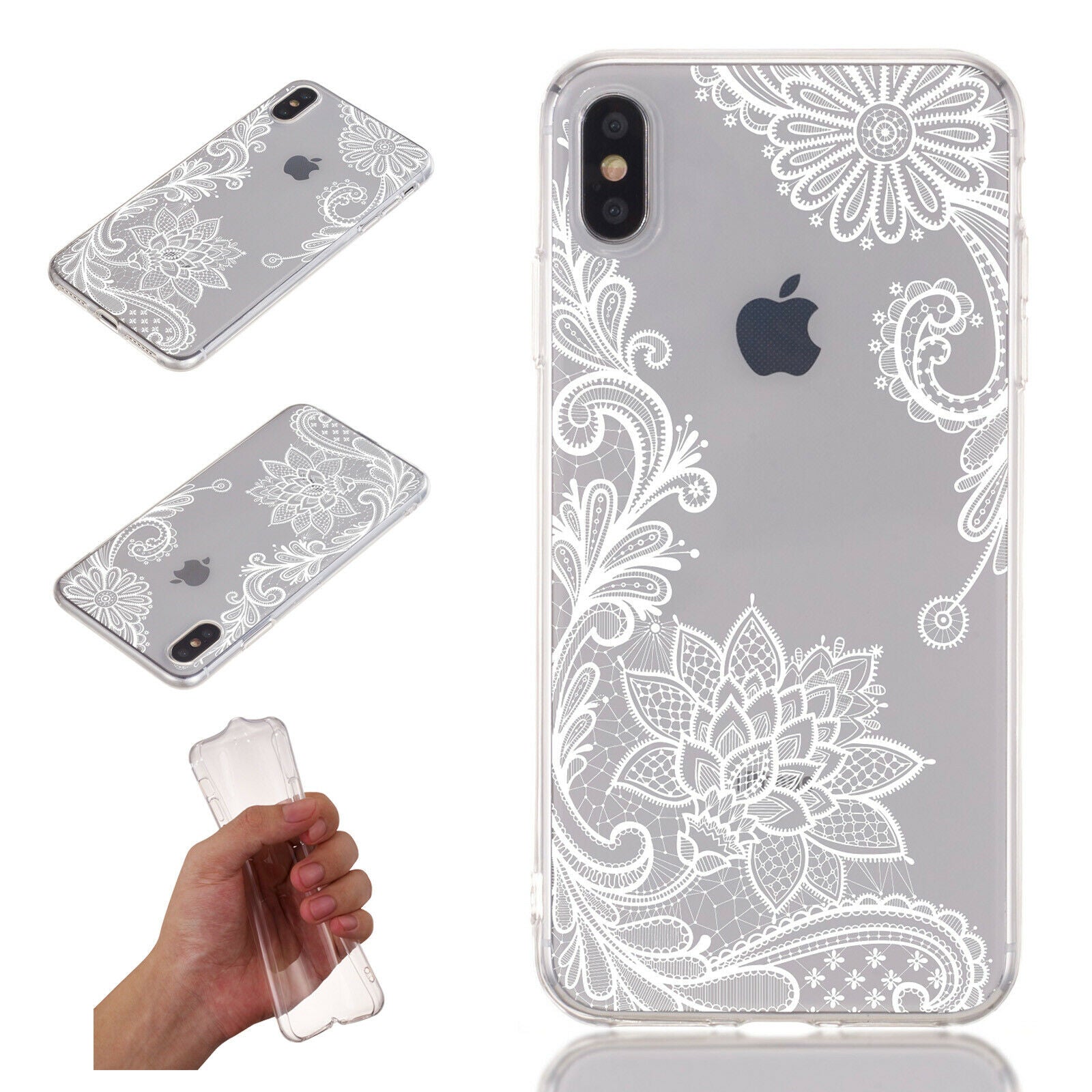 Flower Pattern Clear Soft Ultra Slim Back Case For iPhone - carolay.co