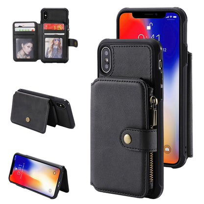 Zipper Multifunction Wallet Card Slot Leather Stand Case For iPhone - carolay.co