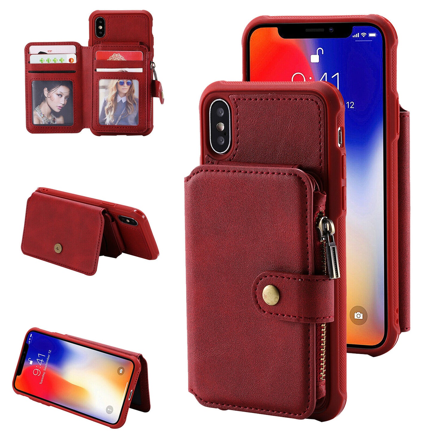 Zipper Multifunction Wallet Card Slot Leather Stand Case For iPhone - carolay.co