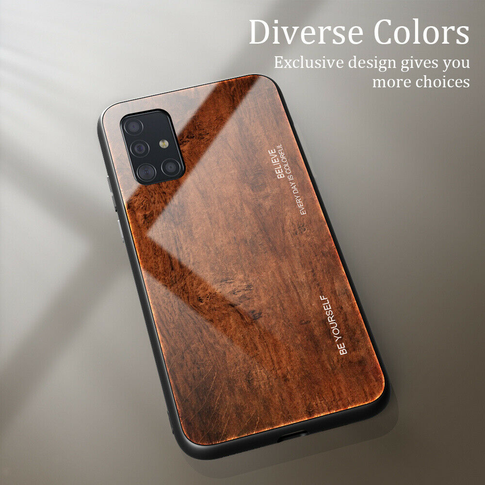 Slim Wood Pattern Tempered Glass Case For Samsung - carolay.co